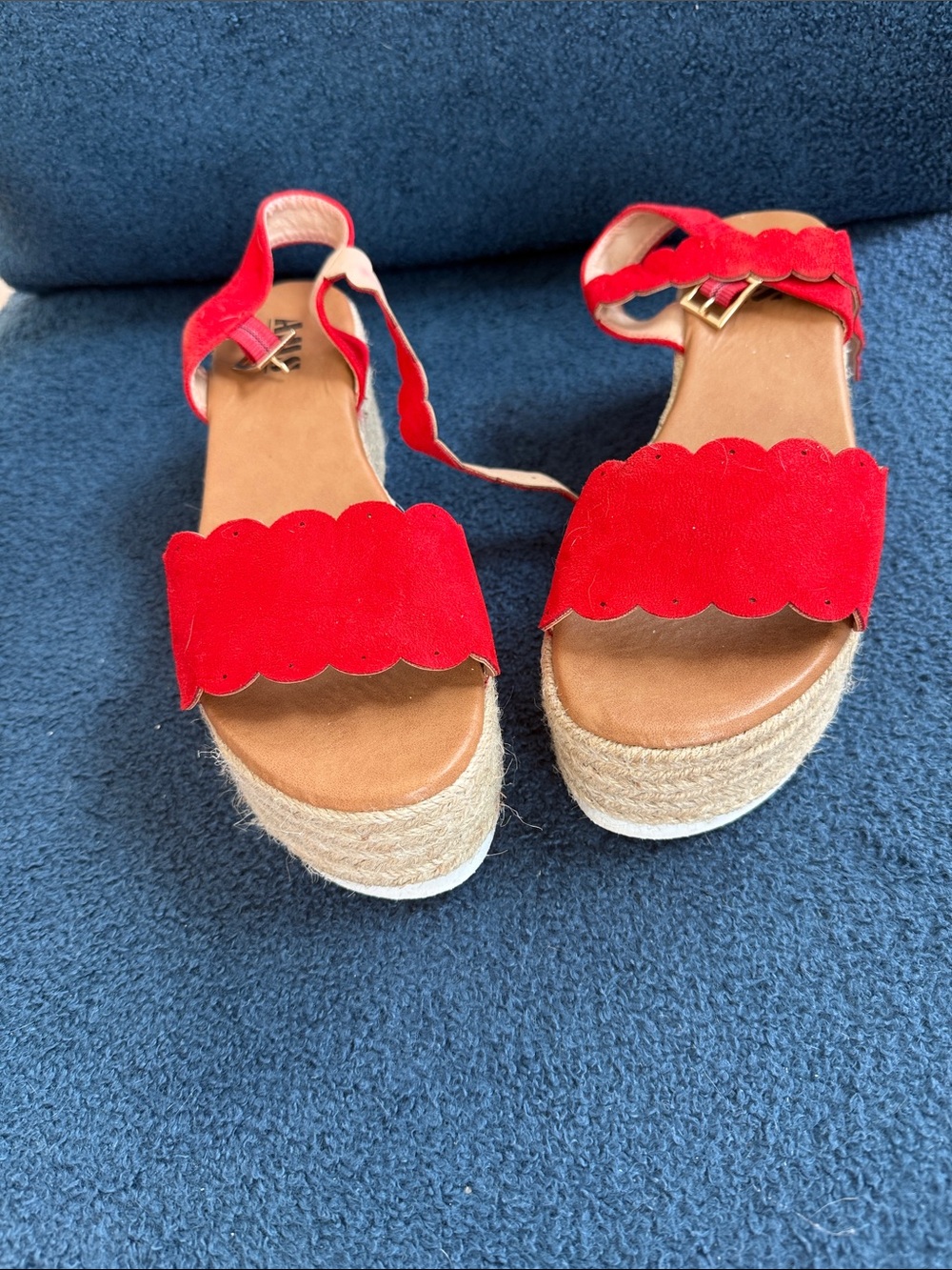 Women’s Red Scallop Espadrille Platform Sandals
